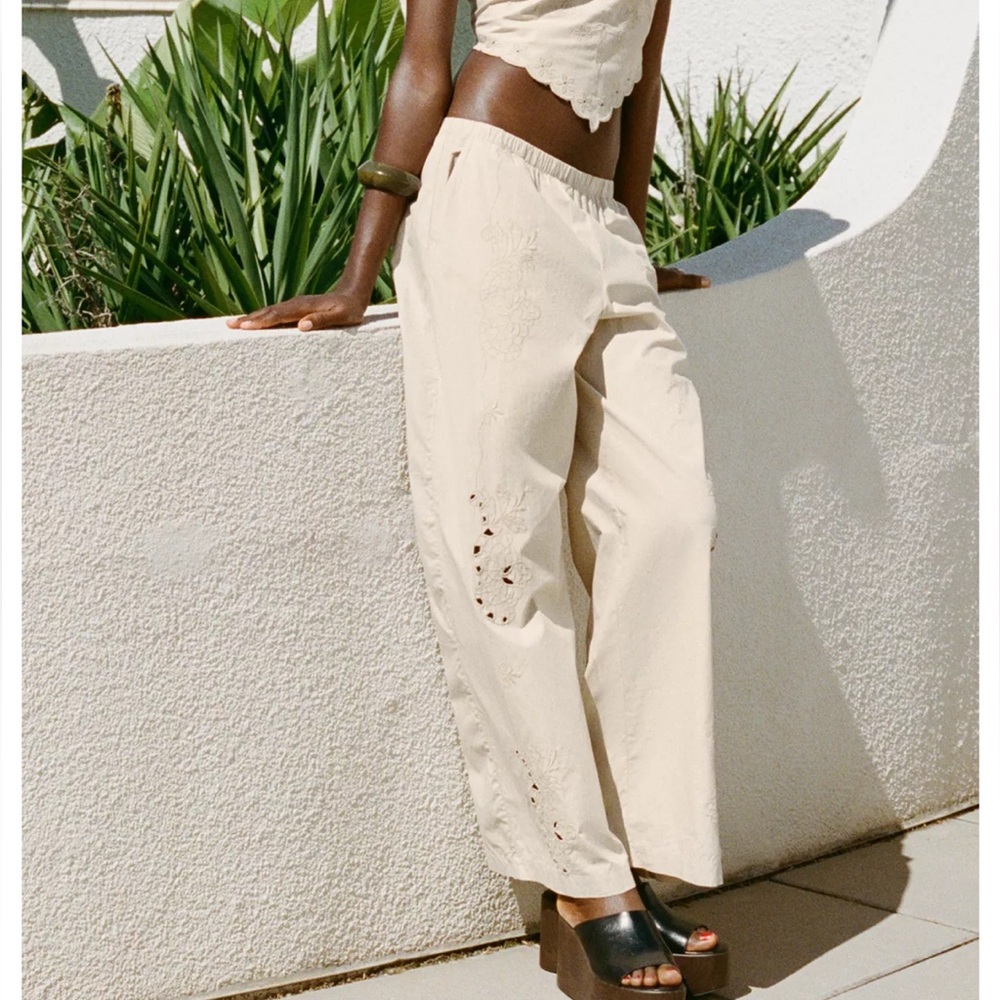 ZARA Beautiful Embroidered Pajama Pants